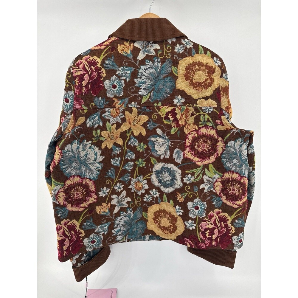 Anthropologie Avec Les Filles Floral Tapestry Jacket Women's XL Brown Corduroy - Picture 3 of 13